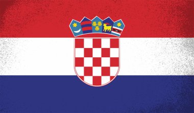 Sallanan grunge dokusuyla Hırvatistan bayrağı. Vektör arkaplanı.