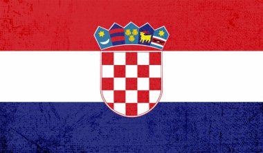 Sallanan grunge dokusuyla Hırvatistan bayrağı. Vektör arkaplanı.