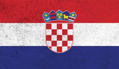 Sallanan grunge dokusuyla Hırvatistan bayrağı. Vektör arkaplanı.