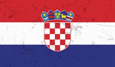 Sallanan grunge dokusuyla Hırvatistan bayrağı. Vektör arkaplanı.