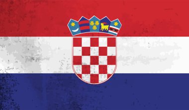 Sallanan grunge dokusuyla Hırvatistan bayrağı. Vektör arkaplanı.