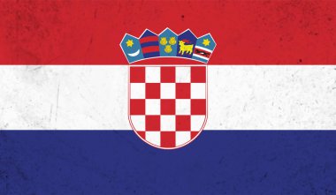 Sallanan grunge dokusuyla Hırvatistan bayrağı. Vektör arkaplanı.