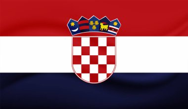 Sallanan grunge dokusuyla Hırvatistan bayrağı. Vektör arkaplanı.