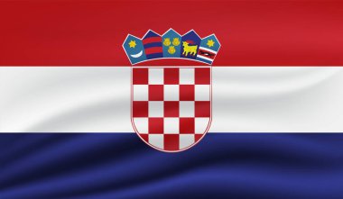 Sallanan grunge dokusuyla Hırvatistan bayrağı. Vektör arkaplanı.