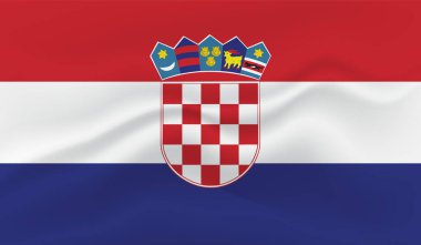 Sallanan grunge dokusuyla Hırvatistan bayrağı. Vektör arkaplanı.