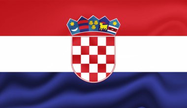 Sallanan grunge dokusuyla Hırvatistan bayrağı. Vektör arkaplanı.