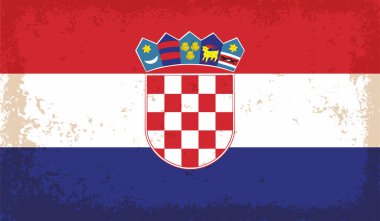 Sallanan grunge dokusuyla Hırvatistan bayrağı. Vektör arkaplanı.