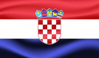 Sallanan grunge dokusuyla Hırvatistan bayrağı. Vektör arkaplanı.