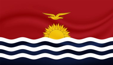 Yatay Soyut Grunge Şeffaf Şebeke 'de Kiribati bayrağını fırçaladı. Vektör Şablonu