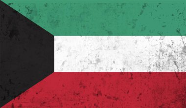 Kuveyt grunge bayrağı. Vektör çizimi. Grunge etkisi kolayca temizlenebilir..