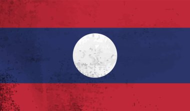 Laos grunge bayrağı köşegen arka planı. Vektör illüstrasyonu.