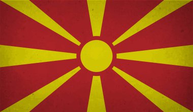 Dalgalı grunge desenli Makedonya bayrağı. Vektör arkaplanı.