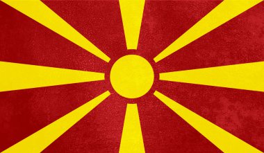 Dalgalı grunge desenli Makedonya bayrağı. Vektör arkaplanı.