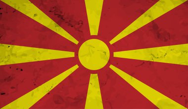 Dalgalı grunge desenli Makedonya bayrağı. Vektör arkaplanı.
