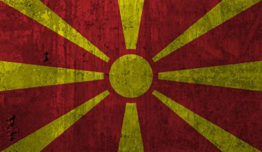 Dalgalı grunge desenli Makedonya bayrağı. Vektör arkaplanı.
