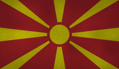 Dalgalı grunge desenli Makedonya bayrağı. Vektör arkaplanı.
