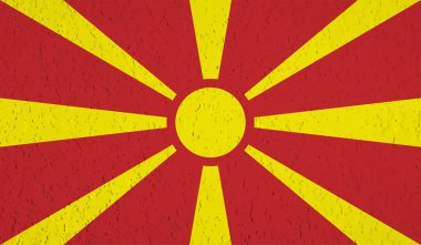 Dalgalı grunge desenli Makedonya bayrağı. Vektör arkaplanı.