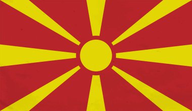 Dalgalı grunge desenli Makedonya bayrağı. Vektör arkaplanı.