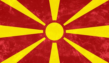 Dalgalı grunge desenli Makedonya bayrağı. Vektör arkaplanı.