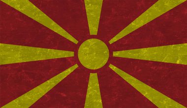 Dalgalı grunge desenli Makedonya bayrağı. Vektör arkaplanı.
