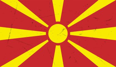 Dalgalı grunge desenli Makedonya bayrağı. Vektör arkaplanı.