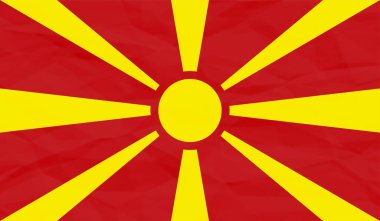 Dalgalı grunge desenli Makedonya bayrağı. Vektör arkaplanı.