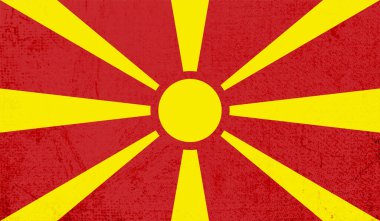 Dalgalı grunge desenli Makedonya bayrağı. Vektör arkaplanı.