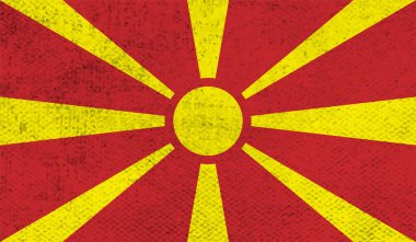 Dalgalı grunge desenli Makedonya bayrağı. Vektör arkaplanı.
