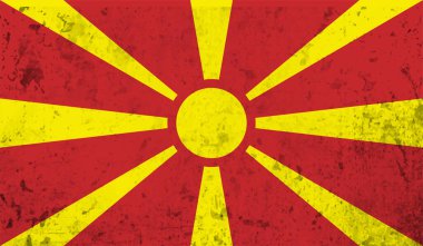 Dalgalı grunge desenli Makedonya bayrağı. Vektör arkaplanı.