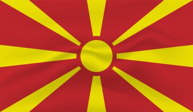 Dalgalı grunge desenli Makedonya bayrağı. Vektör arkaplanı.