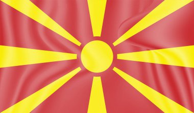 Dalgalı grunge desenli Makedonya bayrağı. Vektör arkaplanı.