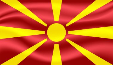 Dalgalı grunge desenli Makedonya bayrağı. Vektör arkaplanı.