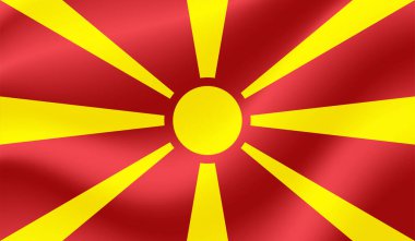 Dalgalı grunge desenli Makedonya bayrağı. Vektör arkaplanı.