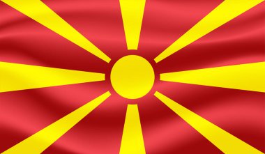 Dalgalı grunge desenli Makedonya bayrağı. Vektör arkaplanı.