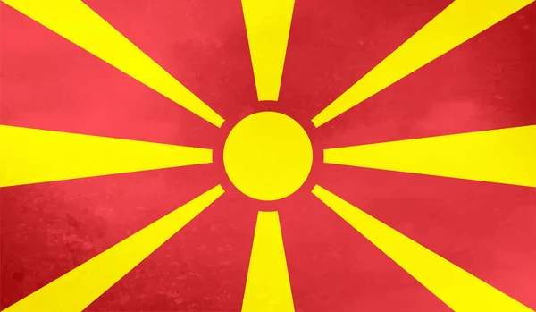 Dalgalı grunge desenli Makedonya bayrağı. Vektör arkaplanı.