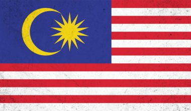 El sallayan grunge desenli Malezya bayrağı. Vektör arkaplanı.