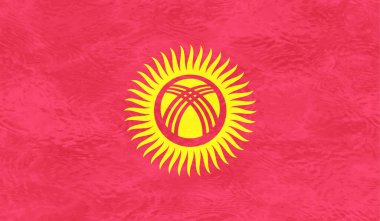 Kırgızistan bayrağı sallanan grunge dokusuyla. Vektör arkaplanı.