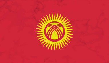 Kırgızistan bayrağı sallanan grunge dokusuyla. Vektör arkaplanı.