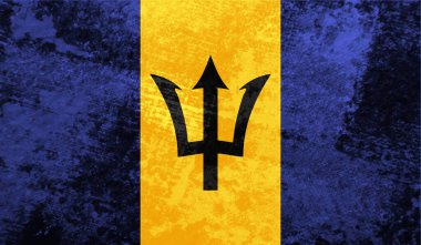 Barbados grunge bayrağı. Vektör çizimi. Grunge etkisi kolayca temizlenebilir..