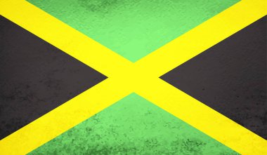 Sallanan grunge desenli Jamaika bayrağı. Vektör arkaplanı.