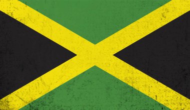 Sallanan grunge desenli Jamaika bayrağı. Vektör arkaplanı.