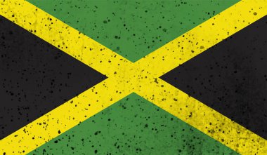 Sallanan grunge desenli Jamaika bayrağı. Vektör arkaplanı.