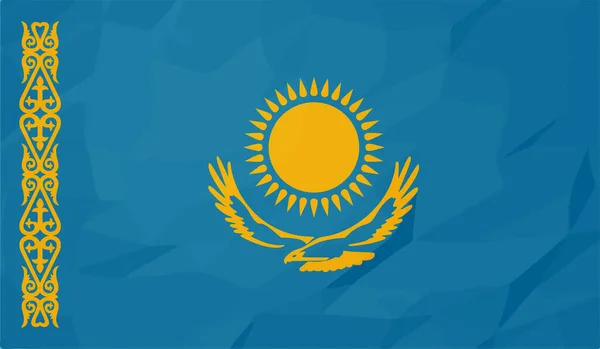 Dalgalı grunge desenli Kazakistan bayrağı. Vektör arkaplanı.