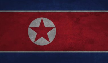 Kuzey Kore bayrağı sallanan grunge desenli. Vektör arkaplanı.