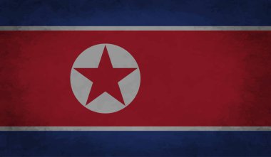 Kuzey Kore bayrağı sallanan grunge desenli. Vektör arkaplanı.