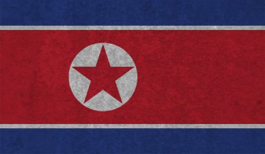 Kuzey Kore bayrağı sallanan grunge desenli. Vektör arkaplanı.