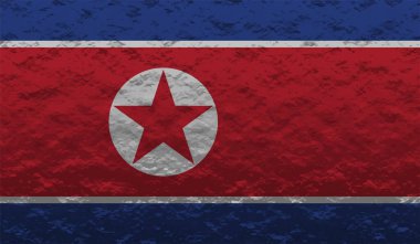Kuzey Kore bayrağı sallanan grunge desenli. Vektör arkaplanı.