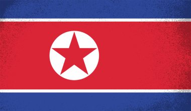 Kuzey Kore bayrağı sallanan grunge desenli. Vektör arkaplanı.