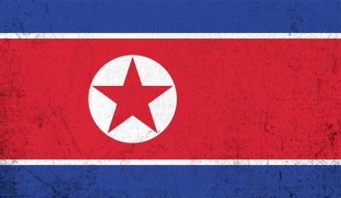 Kuzey Kore bayrağı sallanan grunge desenli. Vektör arkaplanı.