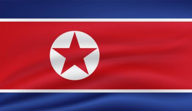 Kuzey Kore bayrağı sallanan grunge desenli. Vektör arkaplanı.